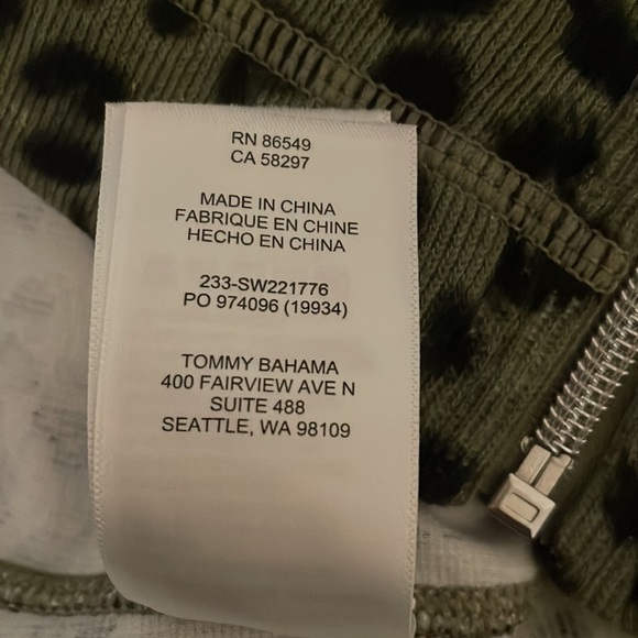 Tommy Bahama Olive green & Black leopard print zip up sweater jacket woman’s SP - Picture 11 of 11